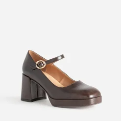 Babies à talon marron à plateforme