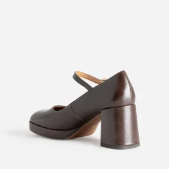 Babies à talon marron à plateforme