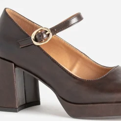 Babies à talon marron à plateforme