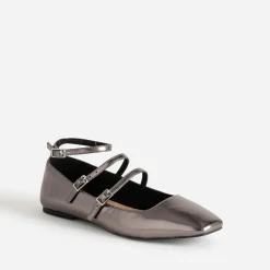 Babies gris foncé métallisé à triple bride