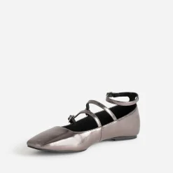 Babies gris foncé métallisé à triple bride