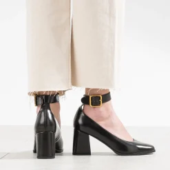 Babies marron foncé à talon