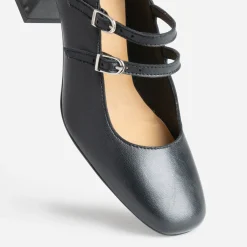 Babies noir cuir à fines brides