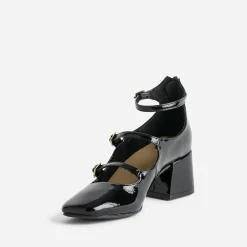 Babies noire vernie à talon triple bride