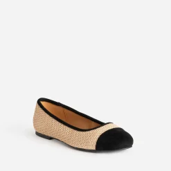 Ballerine beige tressée bout noir