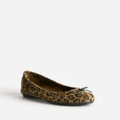 Ballerine camel cuir velours motif léopard