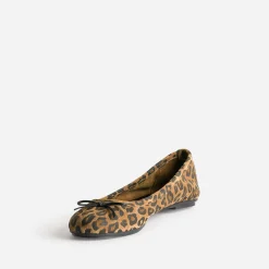 Ballerine camel cuir velours motif léopard