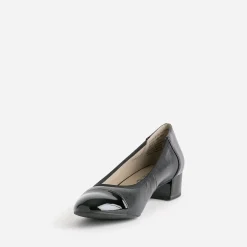 Ballerine CAPRICE noir cuir bout et talon vernis