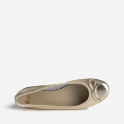 Ballerine dorée en cuir avec nœud