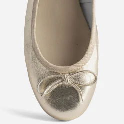 Ballerine dorée en cuir avec nœud