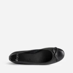 Ballerine noire en cuir avec noeud