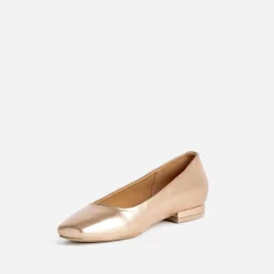 Ballerine rose cuivré métallisé à bout carré