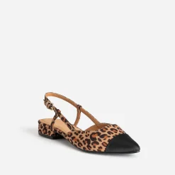 Ballerine slingback beige effet léopard