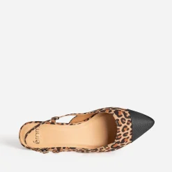 Ballerine slingback beige effet léopard