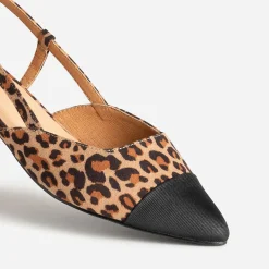 Ballerine slingback beige effet léopard