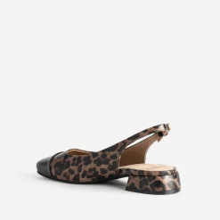 Ballerine slingback marron motif léopard