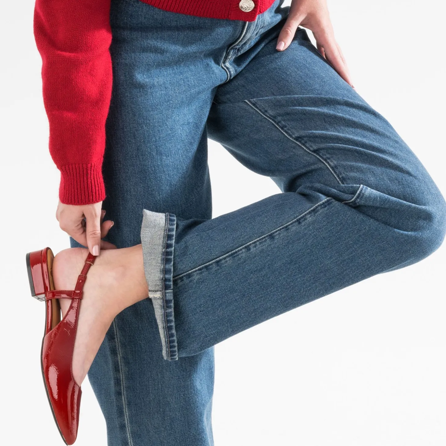 Ballerine slingback rouge vernie