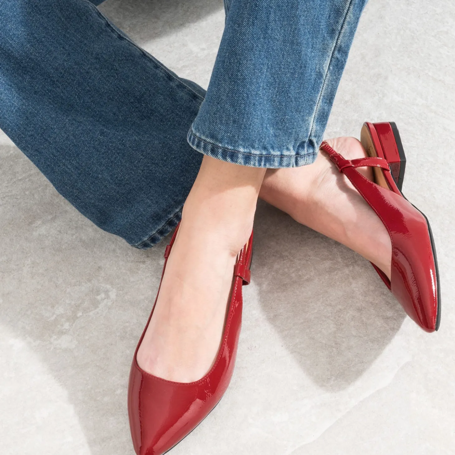 Ballerine slingback rouge vernie