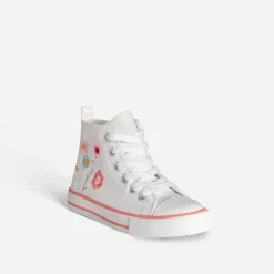 Basket BUGGY blanche toile broderie fleurs