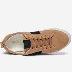 Basket cognac et marine en cuir velours éco-conçue