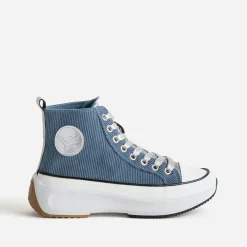 Basket KAPORAL bleue velours côtelé à plateforme