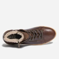 Basket marron en cuir fourrée