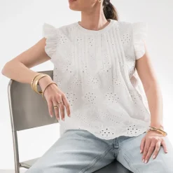 Blouse TEXTO blanche broderies anglaises