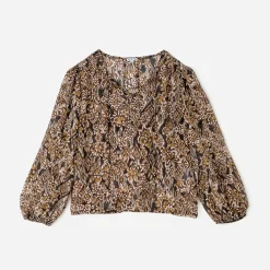 Blouse TEXTO marron à imprimé ethnique floral