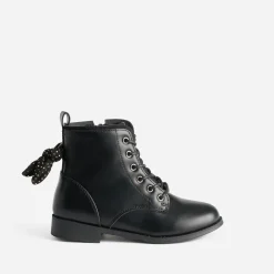 Boots à lacet BUGGY noir avec nœud-pois