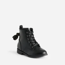 Boots à lacet BUGGY noir avec nœud-pois