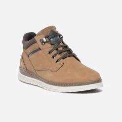 Boots à lacet camel en cuir nubuck