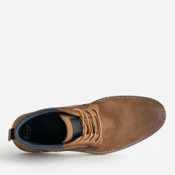 Boots à lacet camel suédé enmbossé