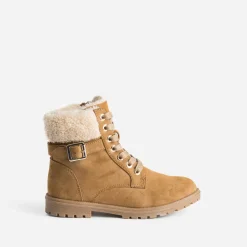 Boots à lacet camel suédé fourré