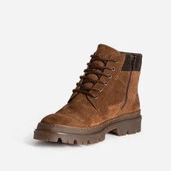 Boots à lacet cognac cuir velours