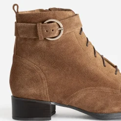 Boots à lacet ERAM FLEX camel cuir velours