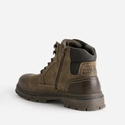 Boots à lacet marron à semelle crantée