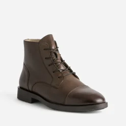 Boots à lacet marron cuir