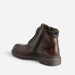 Boots à lacet marron en cuir semelle crantée