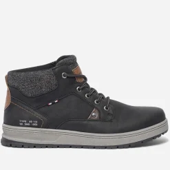 Boots à lacet noir avec col textile