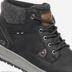 Boots à lacet noir avec col textile