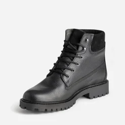 Boots à lacet noir cuir fourré