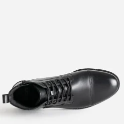 Boots à lacet noir en cuir