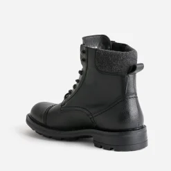 Boots à lacet noir en cuir