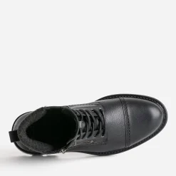 Boots à lacet noir en cuir