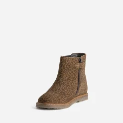 Boots BUGGY marron cuir velours motif léopard