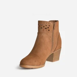 Boots camel suédé détails perforés