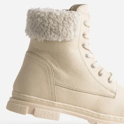 Boots éco-conçu à lacet BUGGY écru en cuir fourré