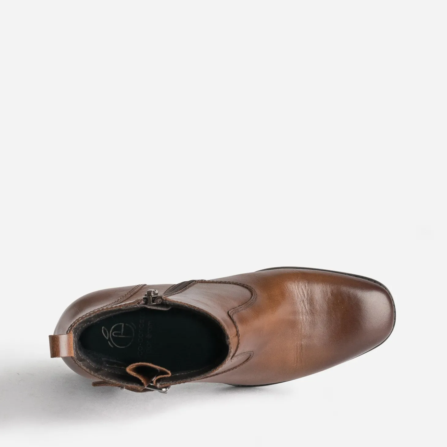 Boots cognac éco-conçu en cuir détails surpiqûres