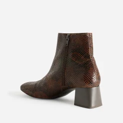 Boots cognac cuir velours effet python