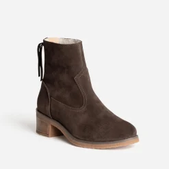 Boots marron cuir velours fourré